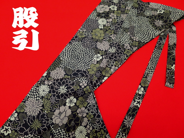 義若オリジナル激安セール柄股引き 菊花紋様 黒